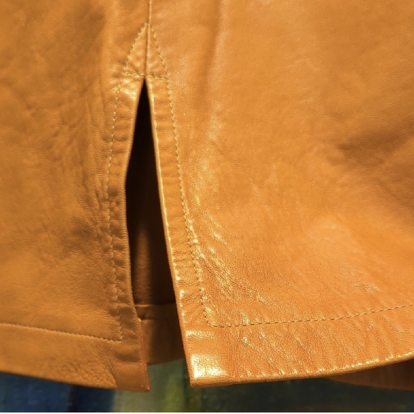 Maxima For Neiman Marcus Vintage Tan Leather Jacket and Skirt Set Women's Size 6 - Picture 3 of 16